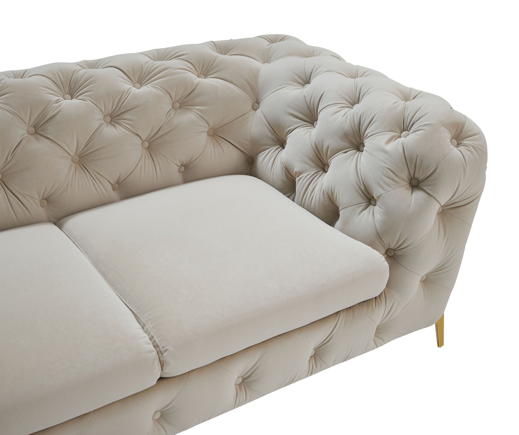 Divani Casa Quincey - Transitional Beige Velvet Loveseat