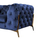 Divani Casa Quincey - Transitional Blue Velvet Loveseat
