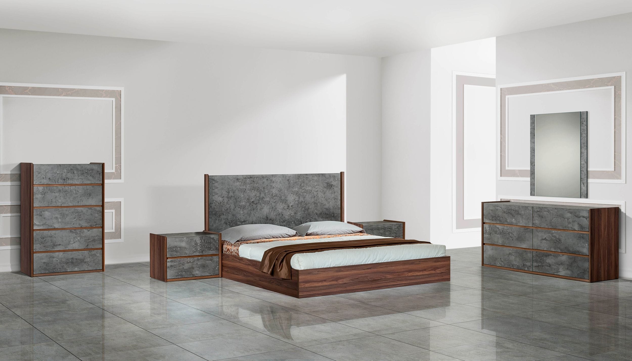 Nova Domus Rado Modern Walnut & Stucco Mirror
