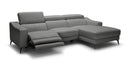 Modrest Rampart - Modern L-Shape RAF Grey Leather Sectional Sofa with 1 Recliner