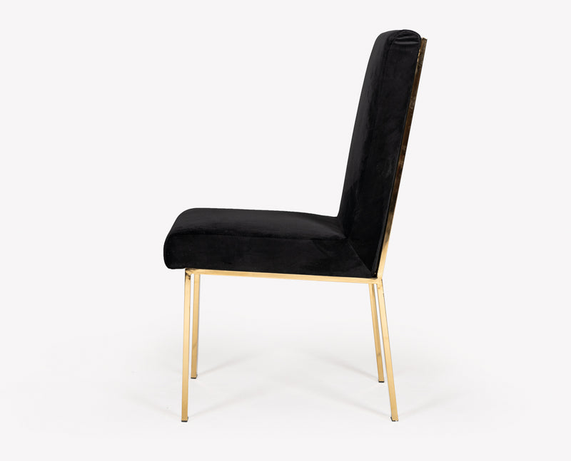 Modrest Reba Modern Black Velvet & Gold Dining Chair (Set of 2)