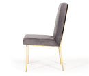 Modrest Reba Modern Grey Velvet & Gold Dining Chair (Set of 2)