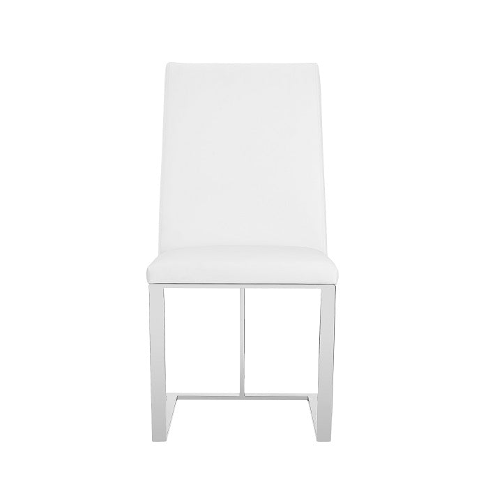 Modrest Frankie - Modern White & Brushed Stainless Steel Dining Chair