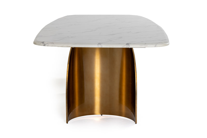 Modrest Reynold - Glam Faux Marble + Gold Stainless Steel Dining Table