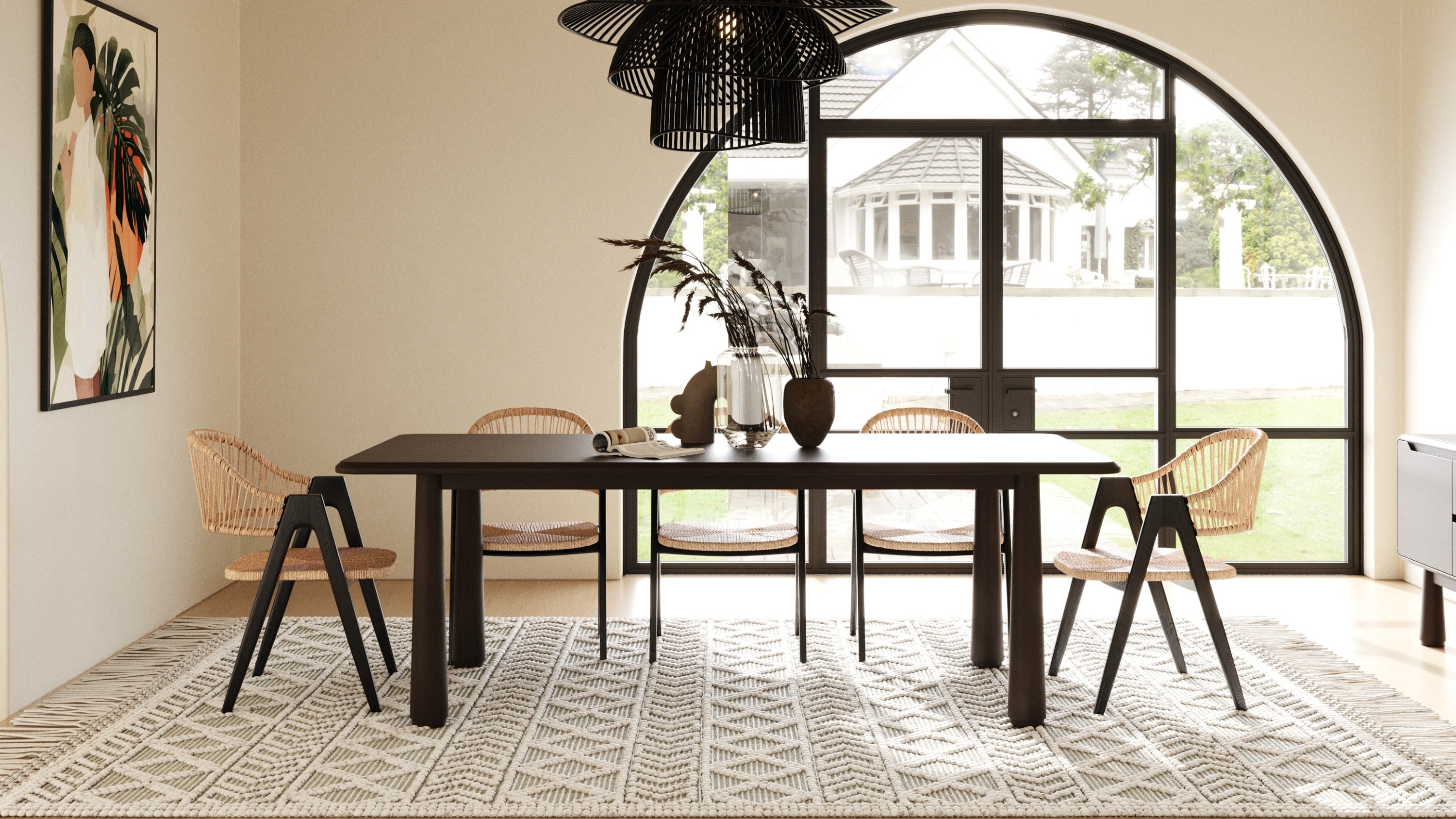 Modrest Rhea - Modern 87" Dark Acacia Rectangular Dining Table