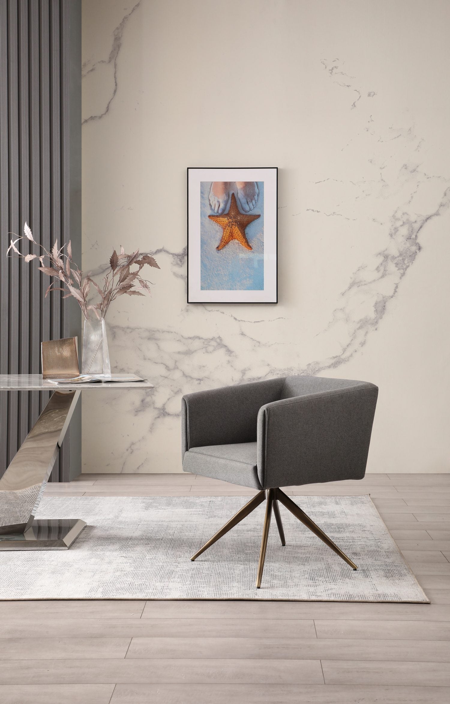 Modrest Riaglow - Contemporary Dark Grey Fabric Dining Chair