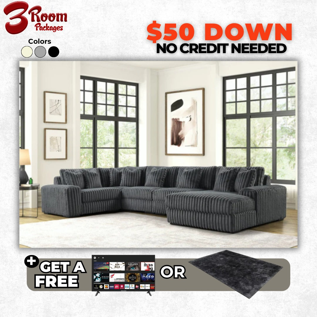 SEASONS2 5PC Oversized Sectional – Free TV or Area Rug