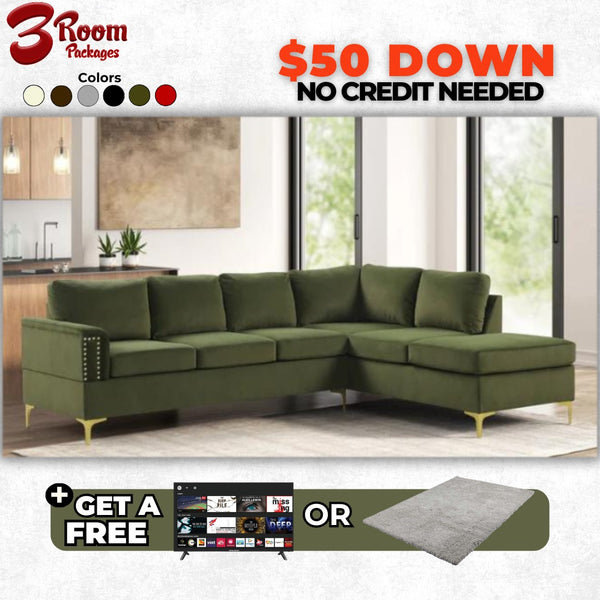 Vogue Sectional – Includes Free TV or Area Rug