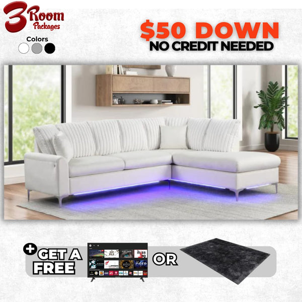 Candy Sectional with LED Lights – FREE TV or Area Rug!