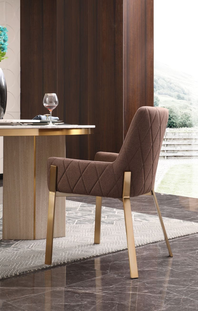 Modrest Robin - Modern Brown & Brass Dining Chair