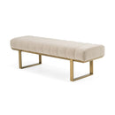 Modrest Robles - Modern Beige Fabric + Antique Brass Dining Bench