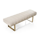 Modrest Robles - Modern Beige Fabric + Antique Brass Dining Bench