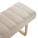 Modrest Robles - Modern Beige Fabric + Antique Brass Dining Bench