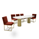 Modrest Rocky - Glam White Marble & Brush Gold Large Dining Table