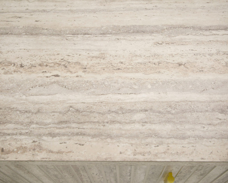 Nova Domus Roma - Modern Faux Travertine + Gold Dresser