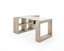Nova Domus Roma - Modern Glass + Faux Travertine Reversible Desk