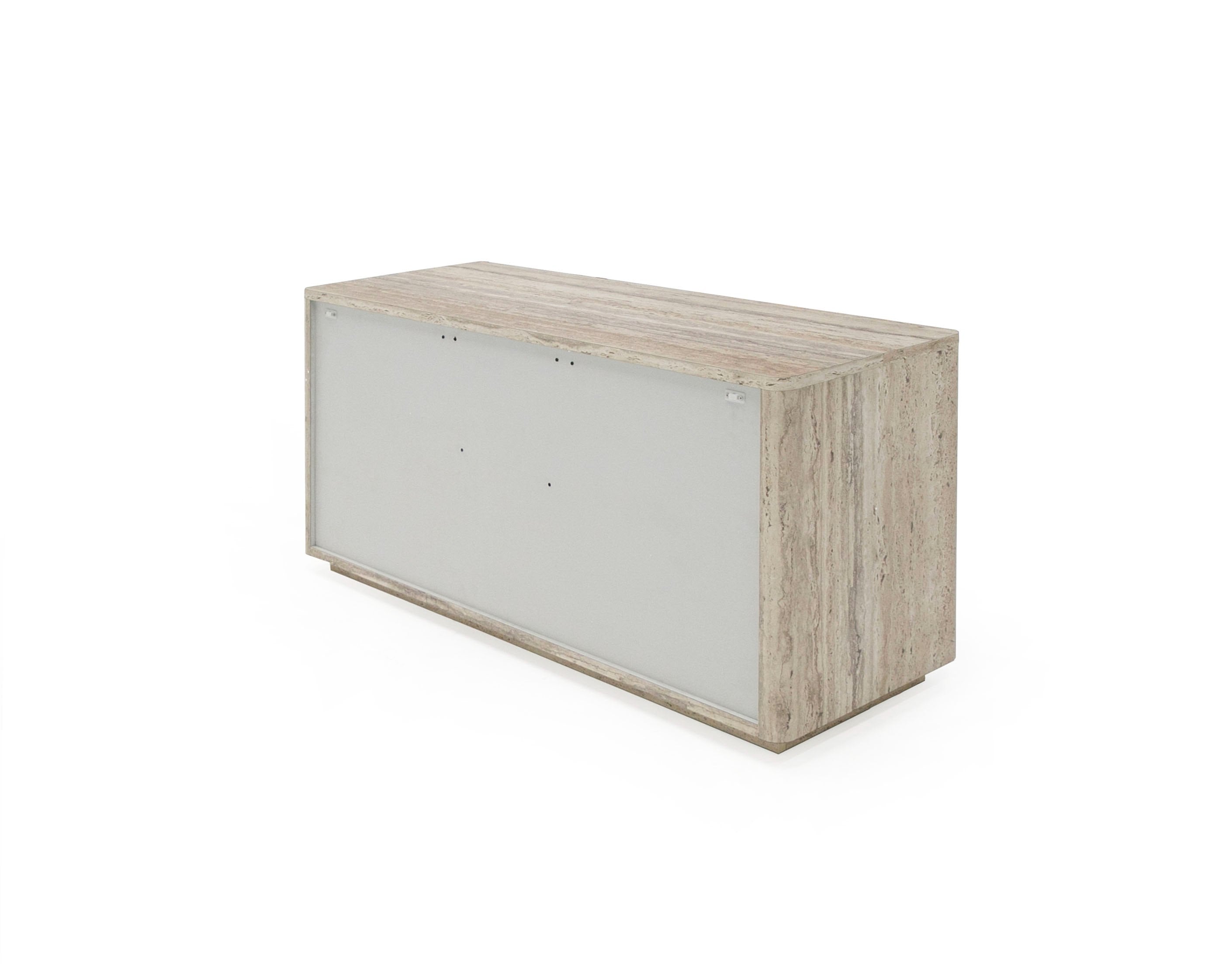 Nova Domus Roma - Modern Faux Travertine + Gold File Cabinet