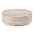 Nova Domus Roma - Modern Faux Travertine Round Coffee Table