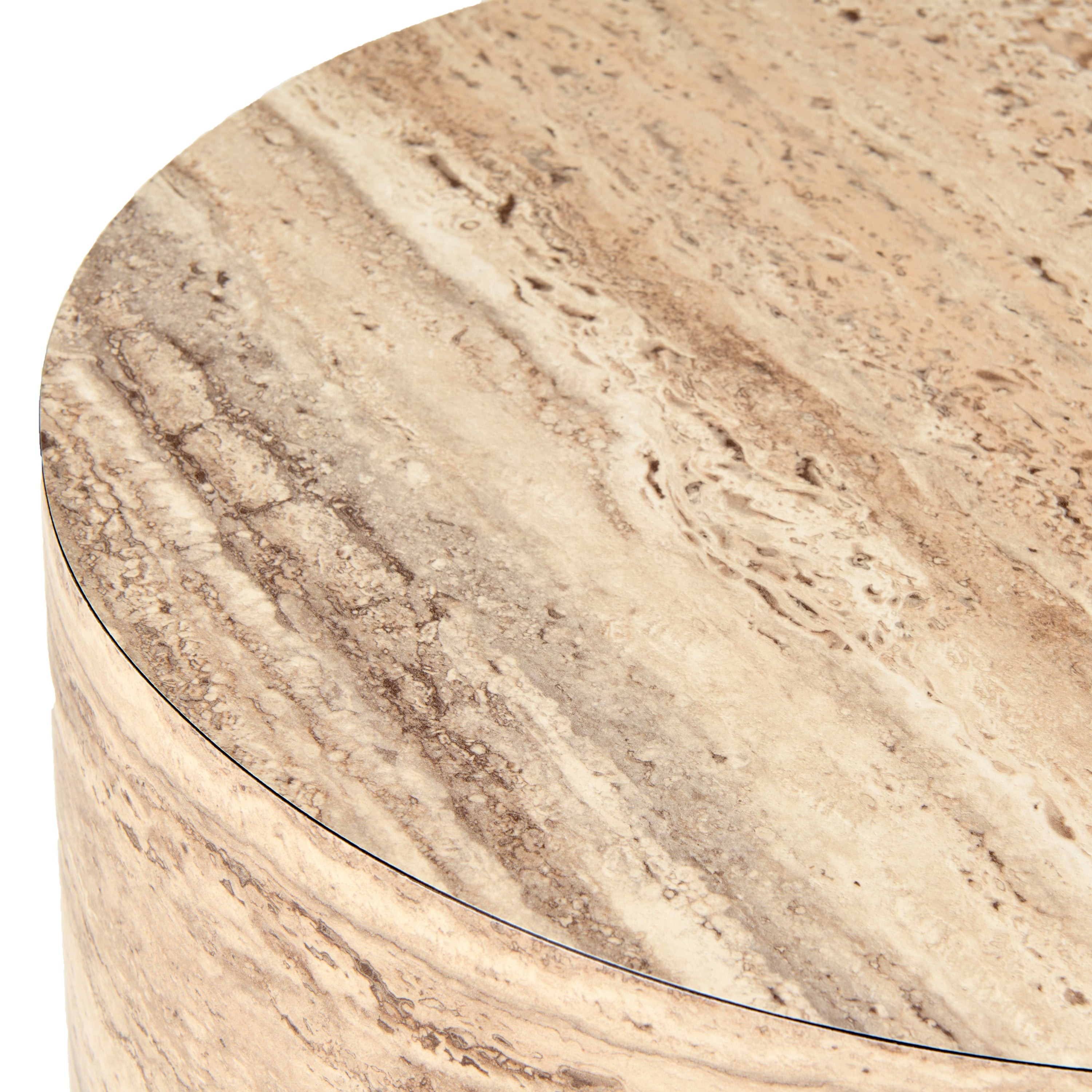 Nova Domus Roma - Modern Faux Travertine Round End Table