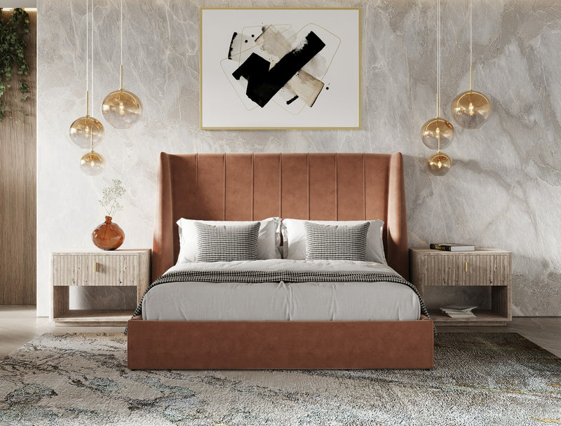 Modrest Roma - Modern Burnt Orange Microfiber Upholstered Bed