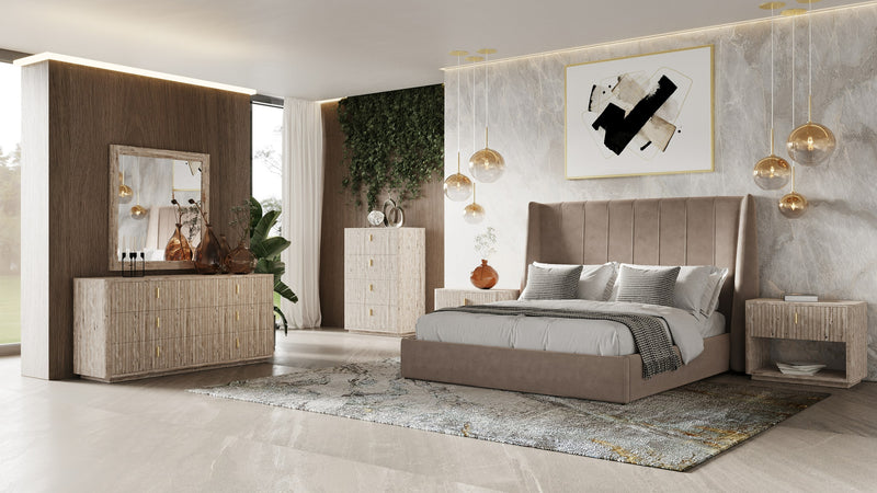 Modrest Roma - Modern Taupe Microfiber Upholstered Bed