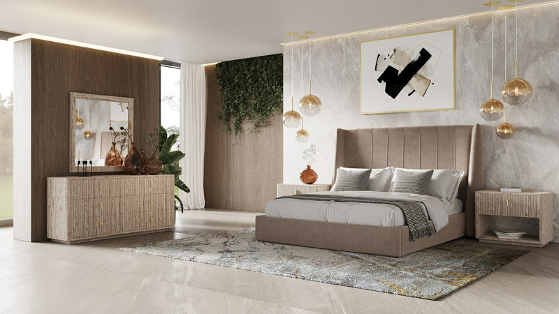 Modrest Roma - Modern Taupe Microfiber Upholstered Bed