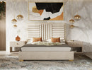 California King - Nova Domus Daystar + Roma - Modern Beige Velvet + Travertine + Gold Bedroom Set