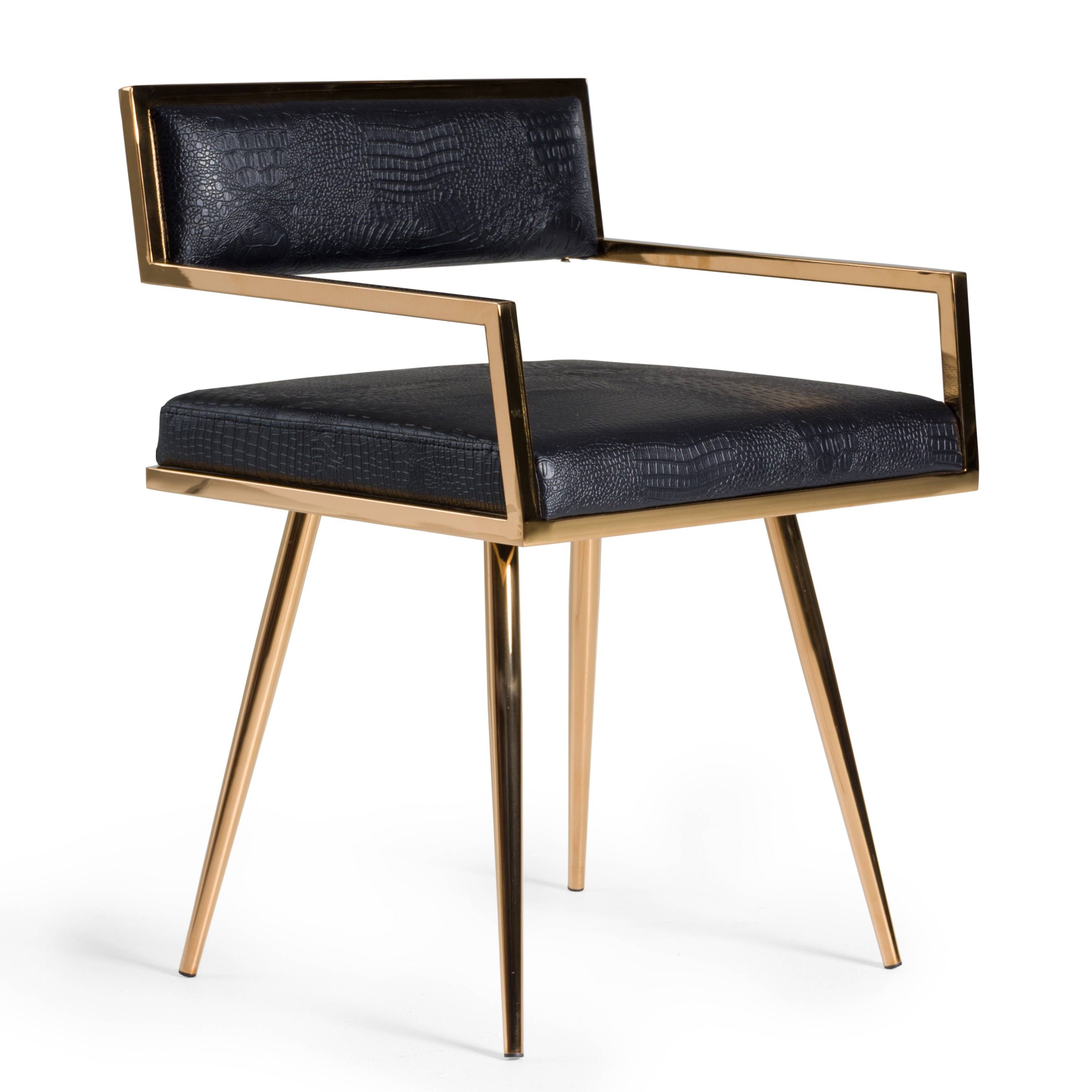 Modrest Rosario Modern Black & Rosegold Dining Chair