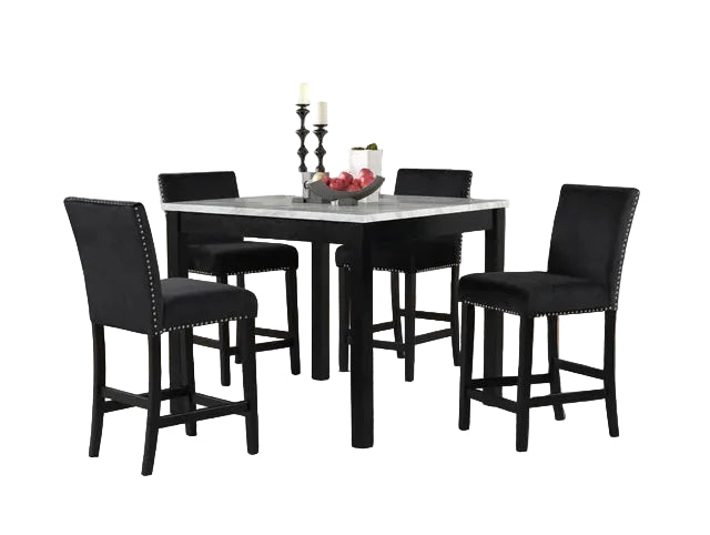Dior - Black Pub Table + 4 Chair Set
