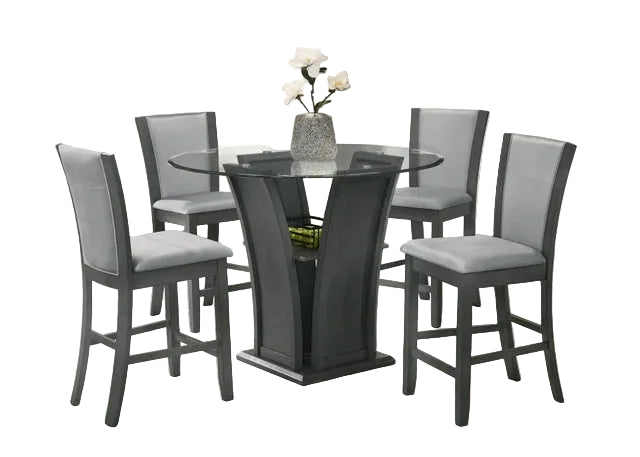 Orlando - Grey Pub Table + 4 Chair Set