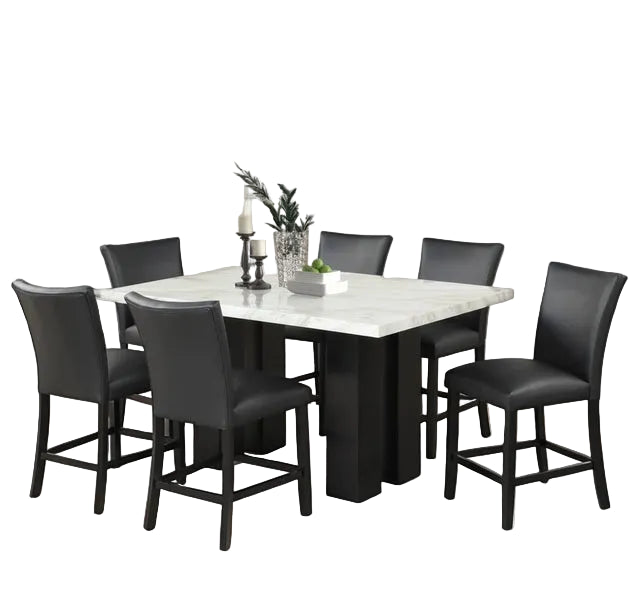 2220 PU - (FAUX MARBLE) Counter Height Table + 6 Chair Set