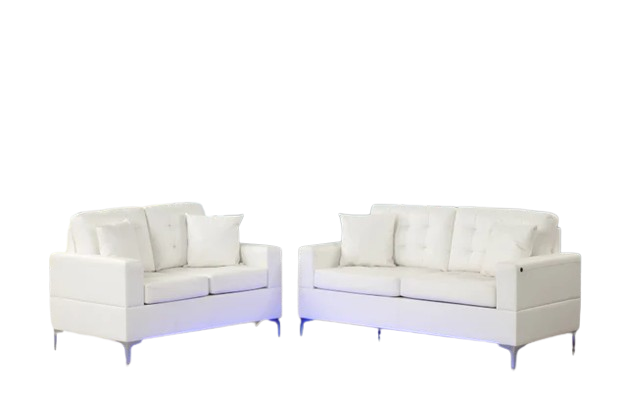 Miami White - Sofa & Loveseat Set (LED LIGHTS)