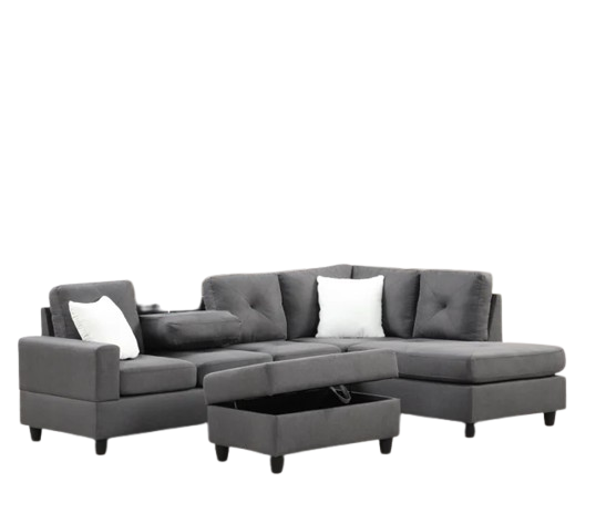 Rocket Charcoal Reversible Sectional