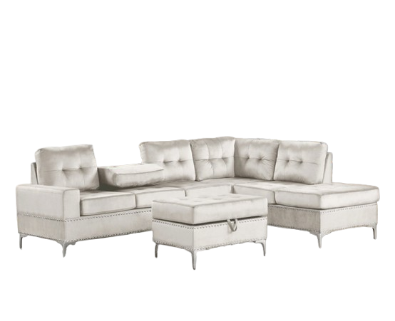 Anserra Gray Reversible Sectional + Ottoman Set