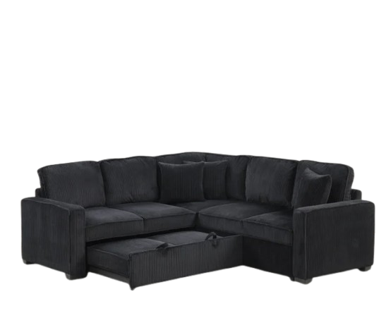 Ariel Black Sectional With Pull-Out Bed