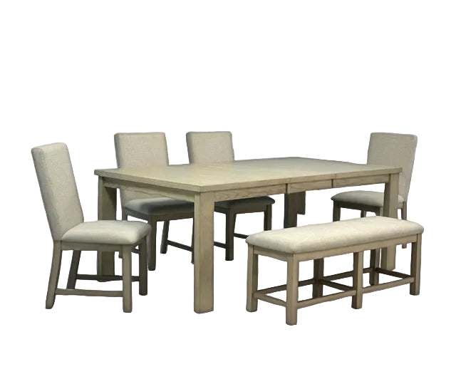 D2700 Dining Table + 4 Chair + Bench Set
