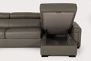 Lamod Italia Sacha - Modern Dark Grey Leather Reversible Sectional Sofa Bed with Storage