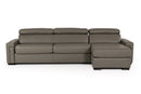Lamod Italia Sacha - Modern Dark Grey Leather Reversible Sectional Sofa Bed with Storage