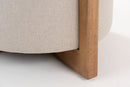 Modrest Sada - Mid-Century Modern Beige Linen + Chestnut Round Ottoman