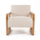 Modrest Sada - Mid-Century Modern Beige Linen + Chestnut Accent Chair
