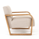 Modrest Sada - Mid-Century Modern Beige Linen + Chestnut Accent Chair