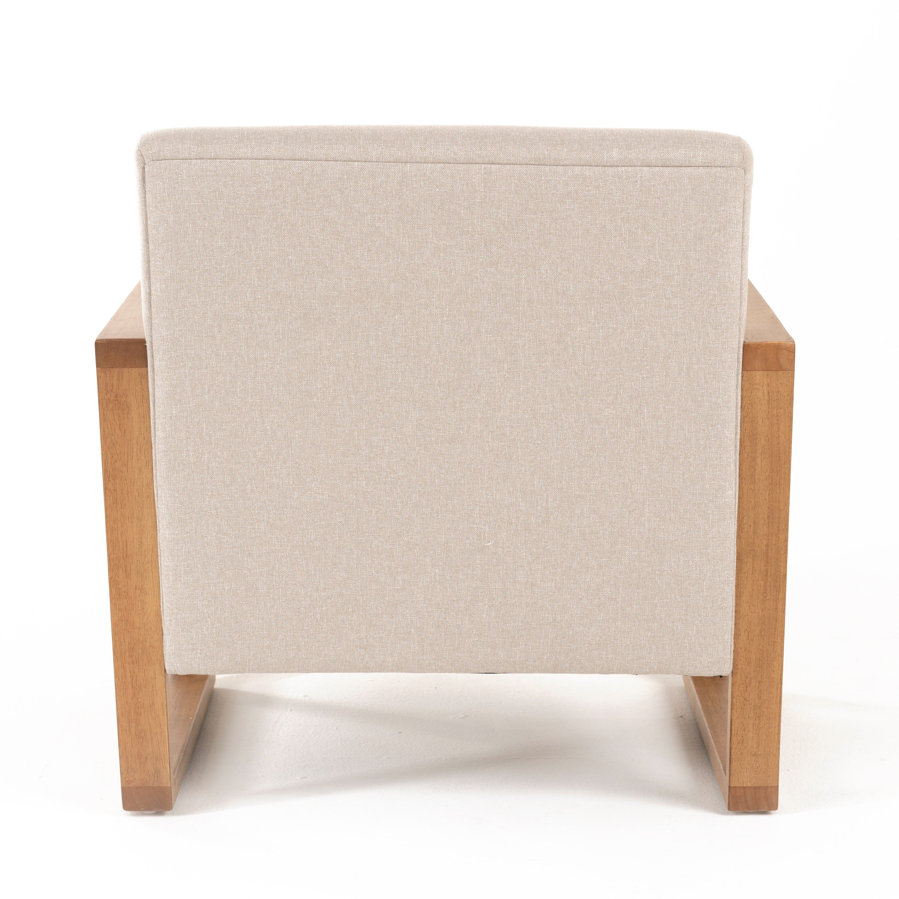 Modrest Sada - Mid-Century Modern Beige Linen + Chestnut Accent Chair