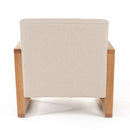 Modrest Sada - Mid-Century Modern Beige Linen + Chestnut Accent Chair