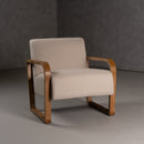 Modrest Sada - Mid-Century Modern Beige Linen + Chestnut Accent Chair