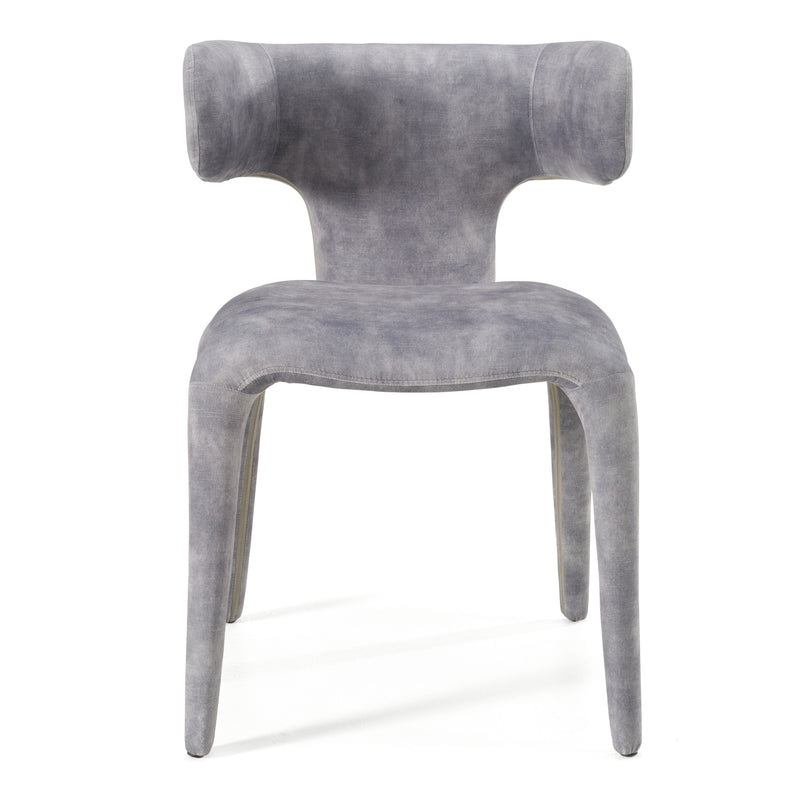 Modrest Saehee - Modern Grey-Blue Velvet Dining Chair