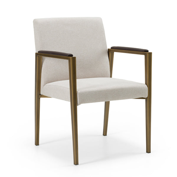 Modrest Sanders - Modern Off-White Fabric + Brass Dining Chair