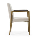Modrest Sanders - Modern Off-White Fabric + Brass Dining Chair