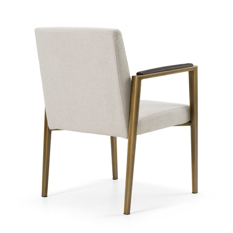 Modrest Sanders - Modern Off-White Fabric + Brass Dining Chair