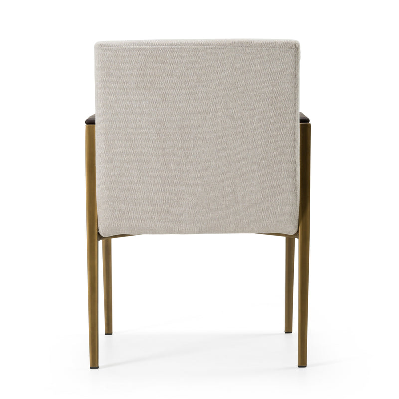 Modrest Sanders - Modern Off-White Fabric + Brass Dining Chair