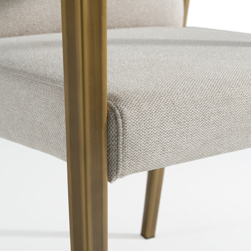 Modrest Sanders - Modern Off-White Fabric + Brass Dining Chair